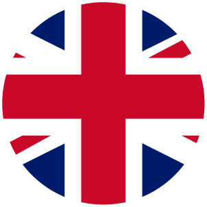 An circular icon of a union jack flag