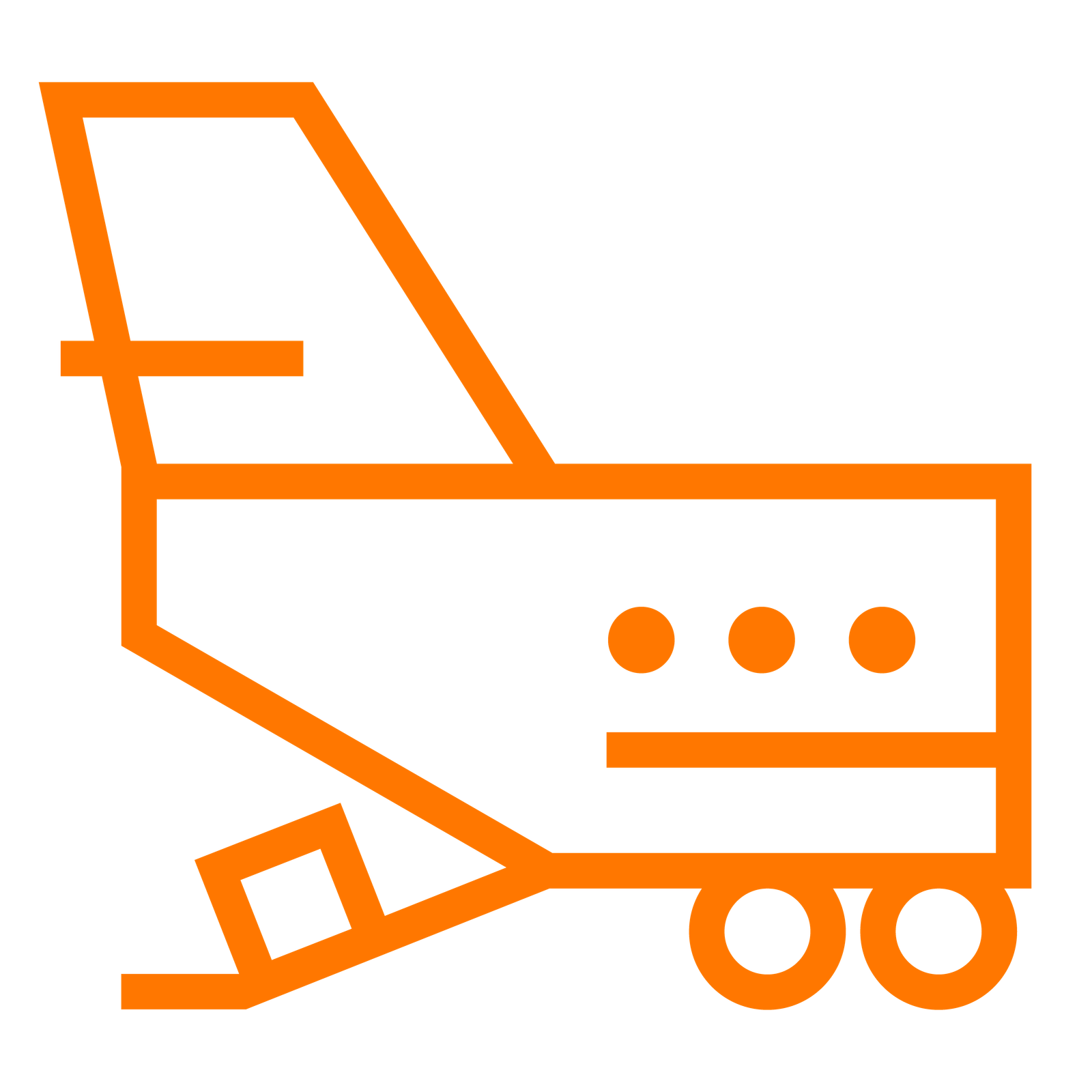 An orange icon showing the back of a plane with boxes being loaded in