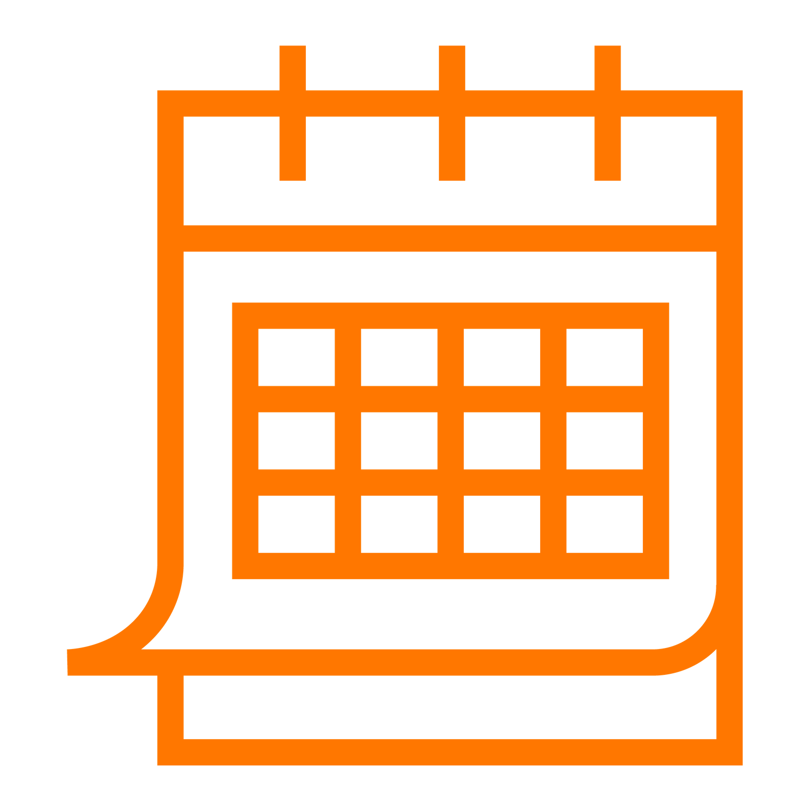 An orange icon of a calendar