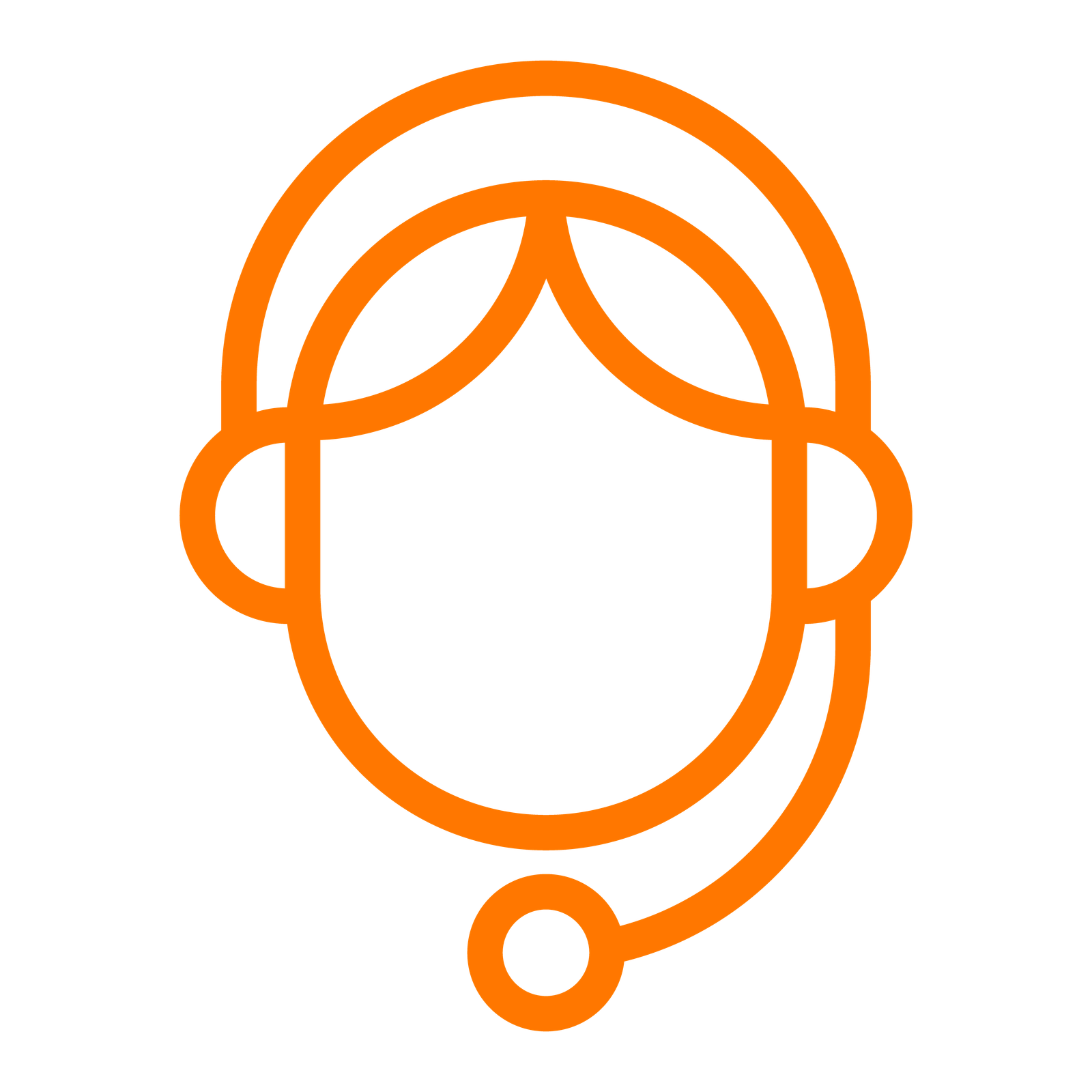 An orange icon of someone with a headset on representing customer service