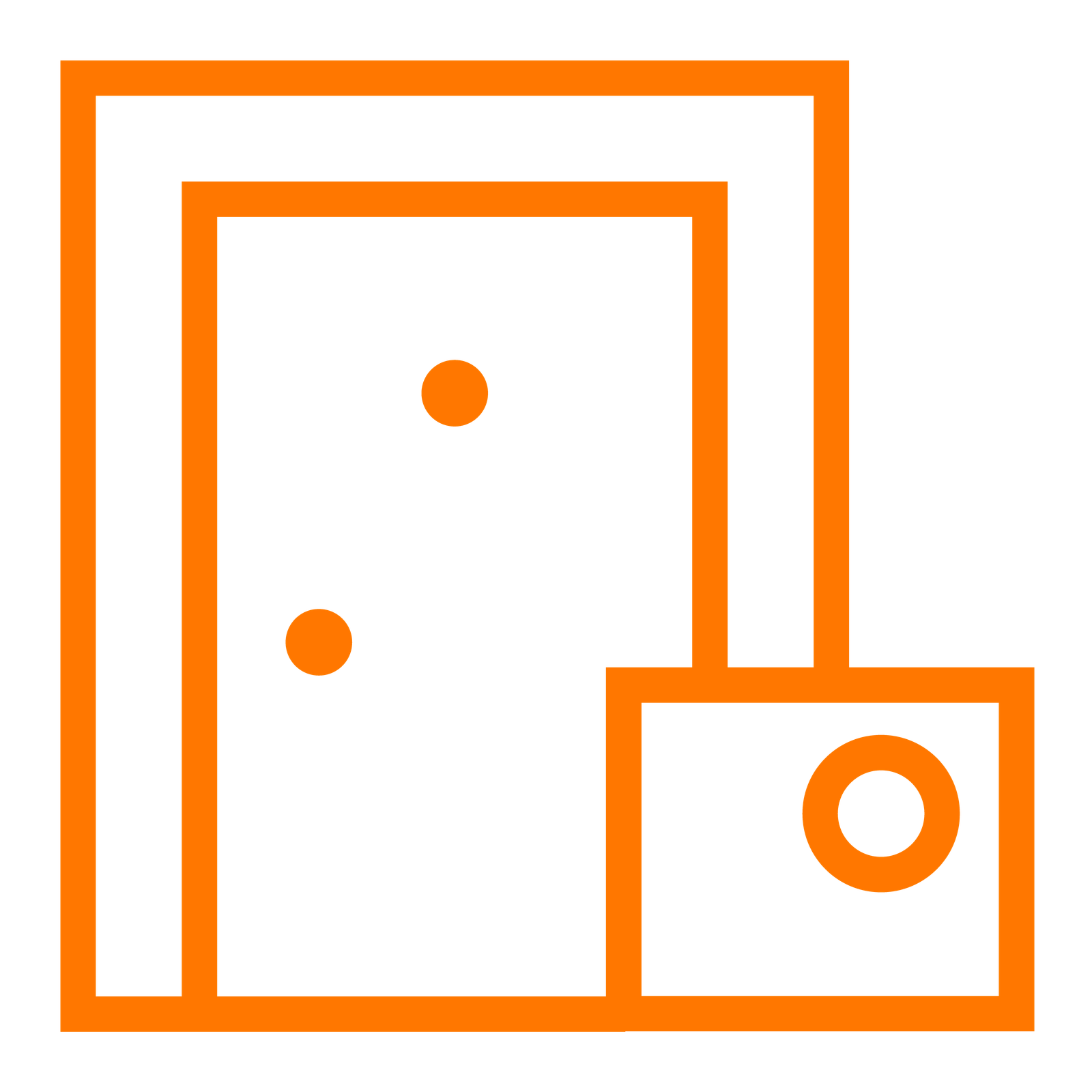 An orange icon of a door