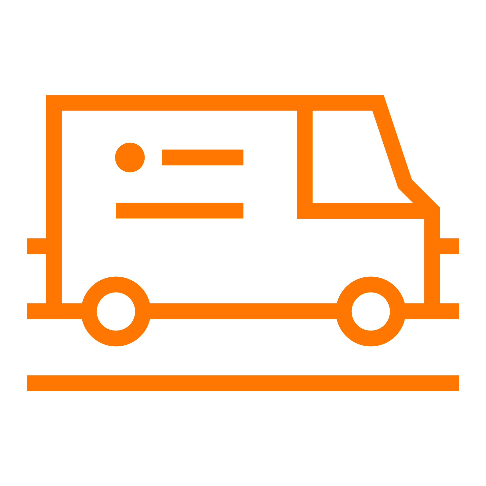 An orange icon of a van