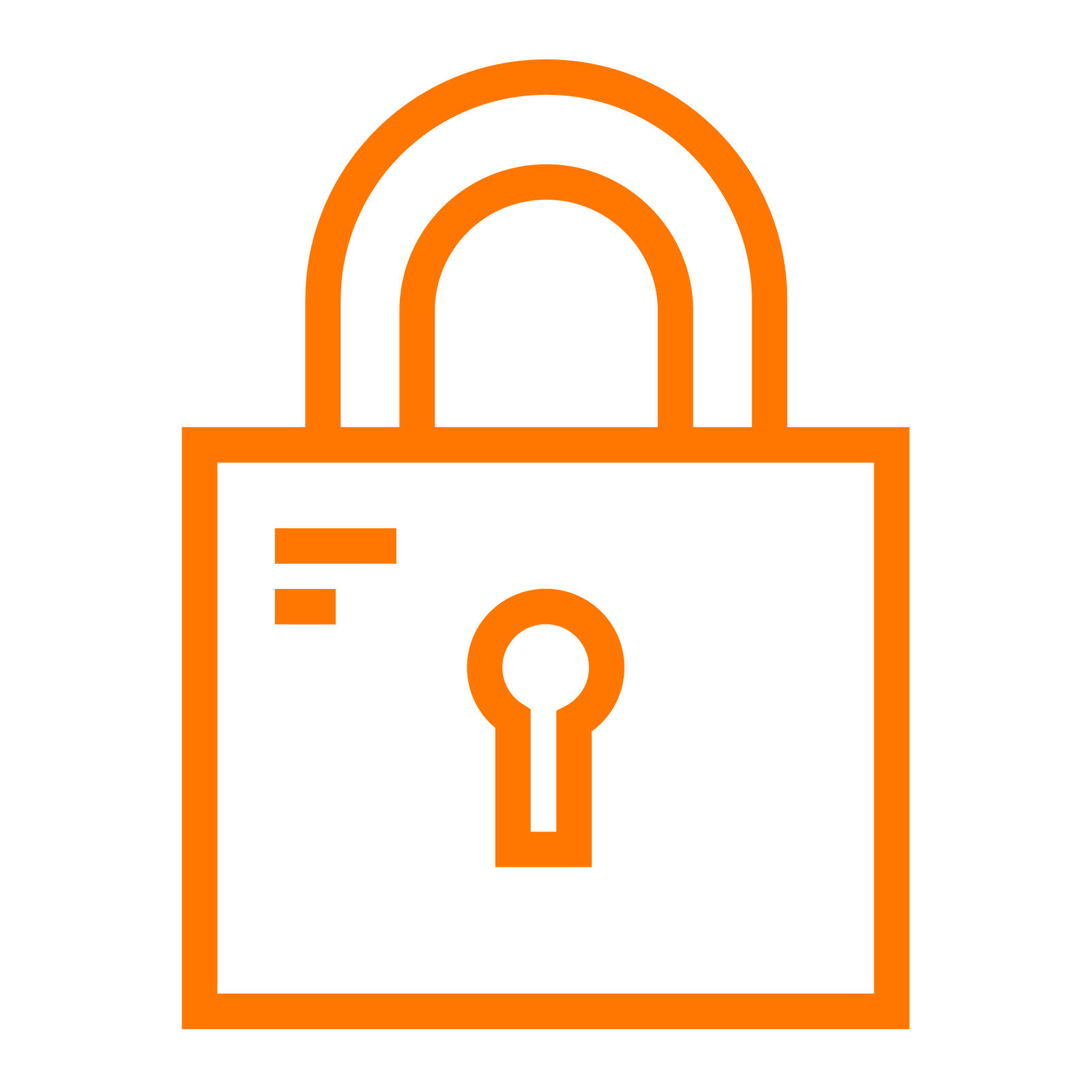 An orange icon of a padlock