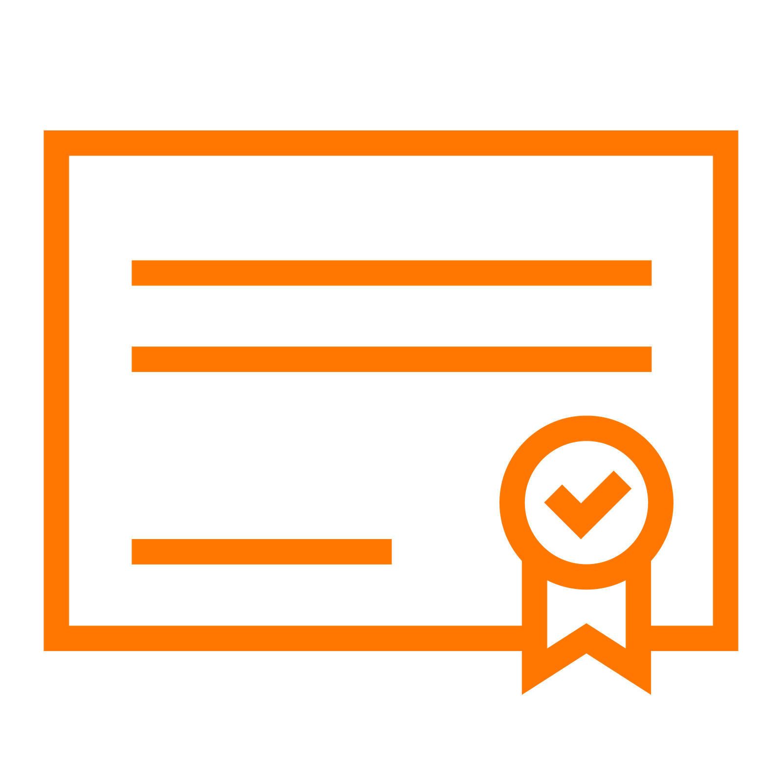 An orange icon of a certificate